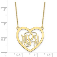 10K Yellow Gold Monogram Heart Necklace view 3