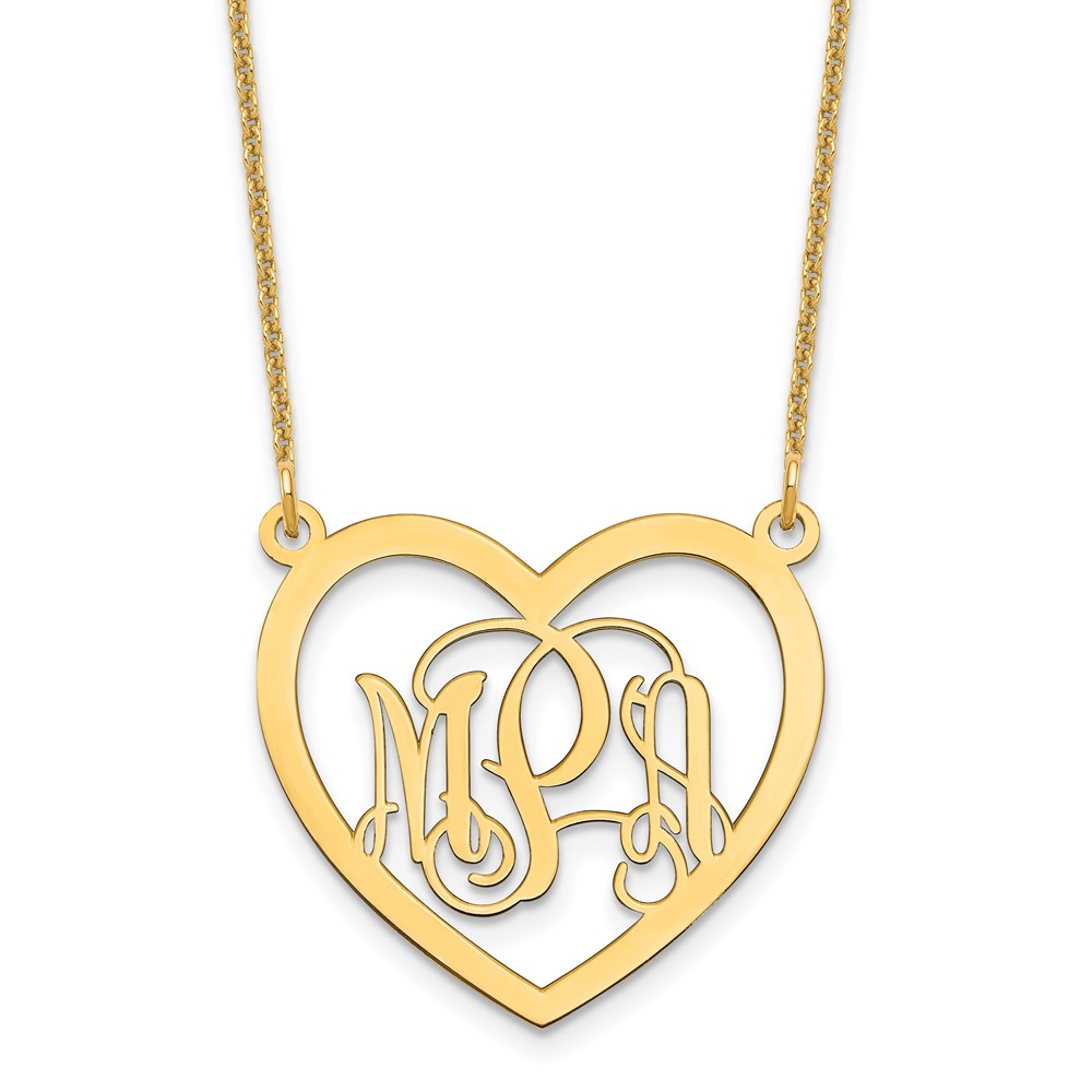 10K Yellow Gold Monogram Heart Necklace