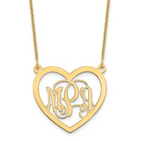 10K Yellow Gold Monogram Heart Necklace view 1