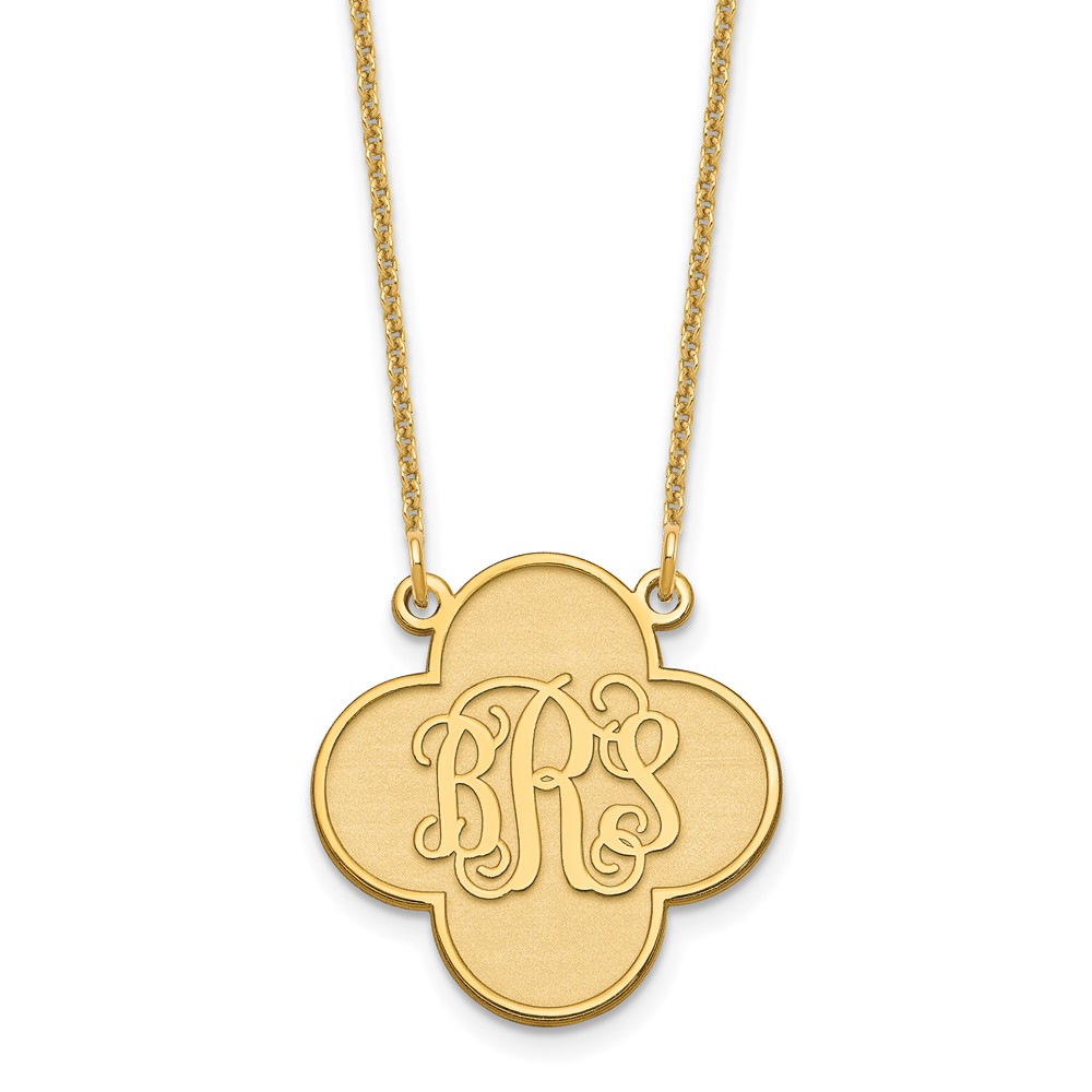 10K Yellow Gold Clover Monogram Necklace