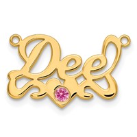 10K Yellow Gold with 14K Bezel Birthstone Heart Name Plate view 2