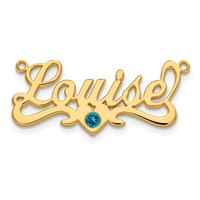 10K Yellow Gold with 14K Bezel Birthstone Heart Name Plate view 4