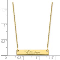 10K Yellow Gold Small Edwardian Script Bar Necklace view 3