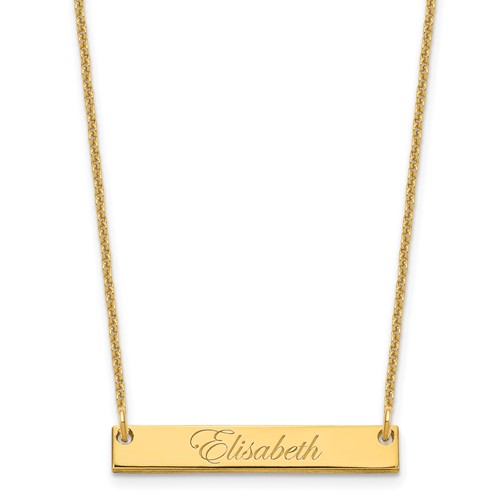 10K Yellow Gold Small Edwardian Script Bar Necklace
