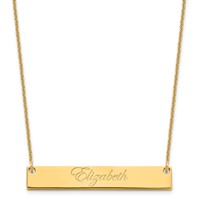 10K Yellow Gold Medium Edwardian Script Bar Necklace view 1