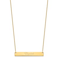 10K Yellow Gold Large Edwaedian Script Bar Necklace view 2