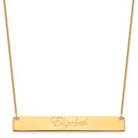 10K Yellow Gold Large Edwaedian Script Bar Necklace view 1
