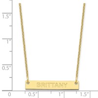 10K Yellow Gold Small Capitalized Arial Rounded Bar Necklace view 3