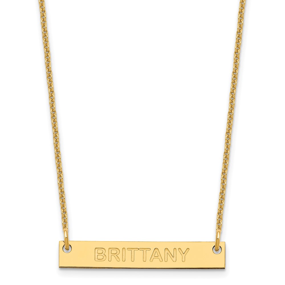 10K Yellow Gold Small Capitalized Arial Rounded Bar Necklace