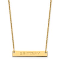 10K Yellow Gold Small Capitalized Arial Rounded Bar Necklace view 1
