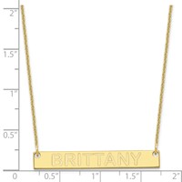 10K Yellow Gold Medium Capitalized Arial Rounded Bar Necklace view 3