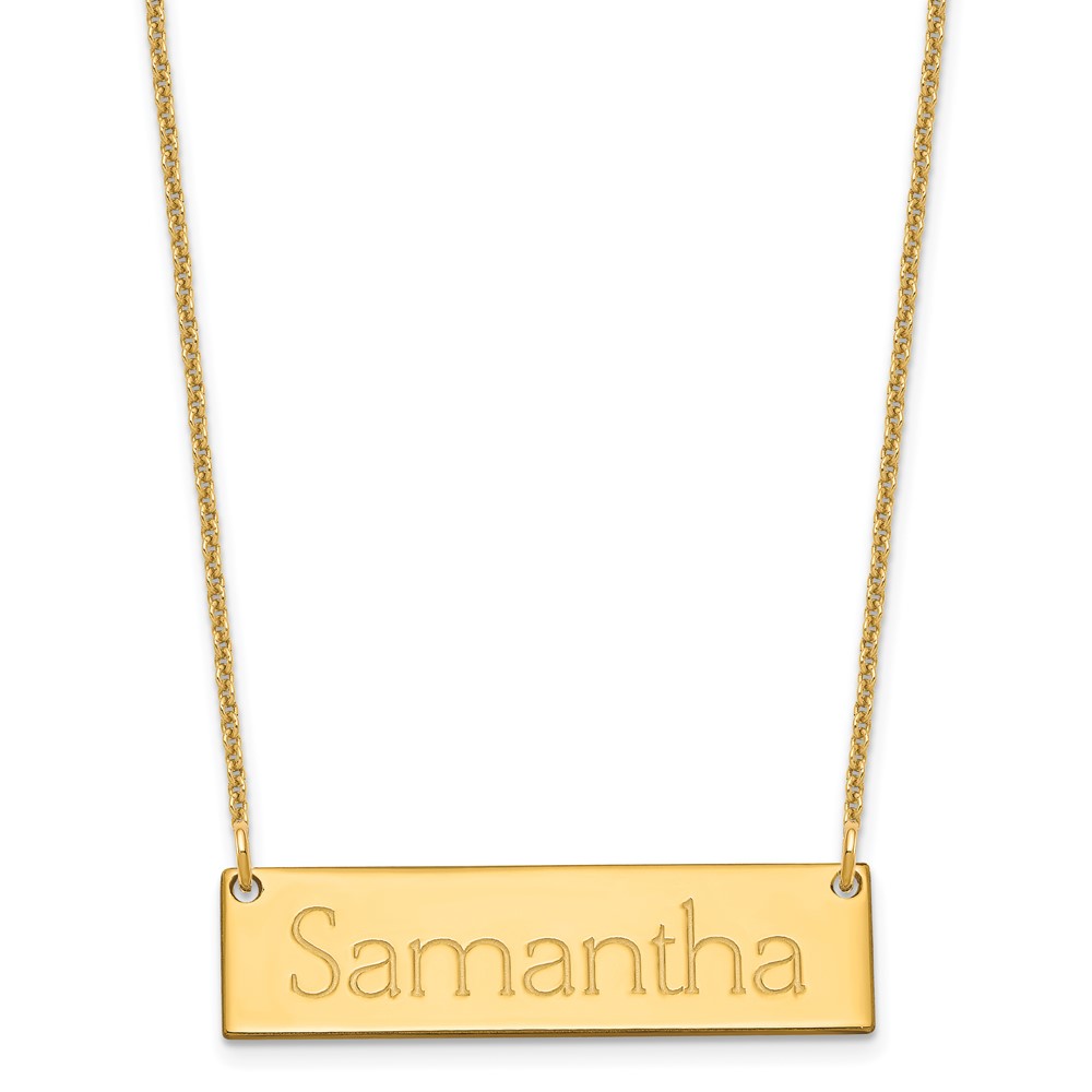 10K Yellow Gold Small Name Bar Necklace