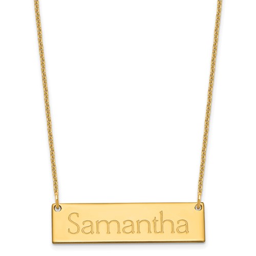 10K Yellow Gold Small Name Bar Necklace