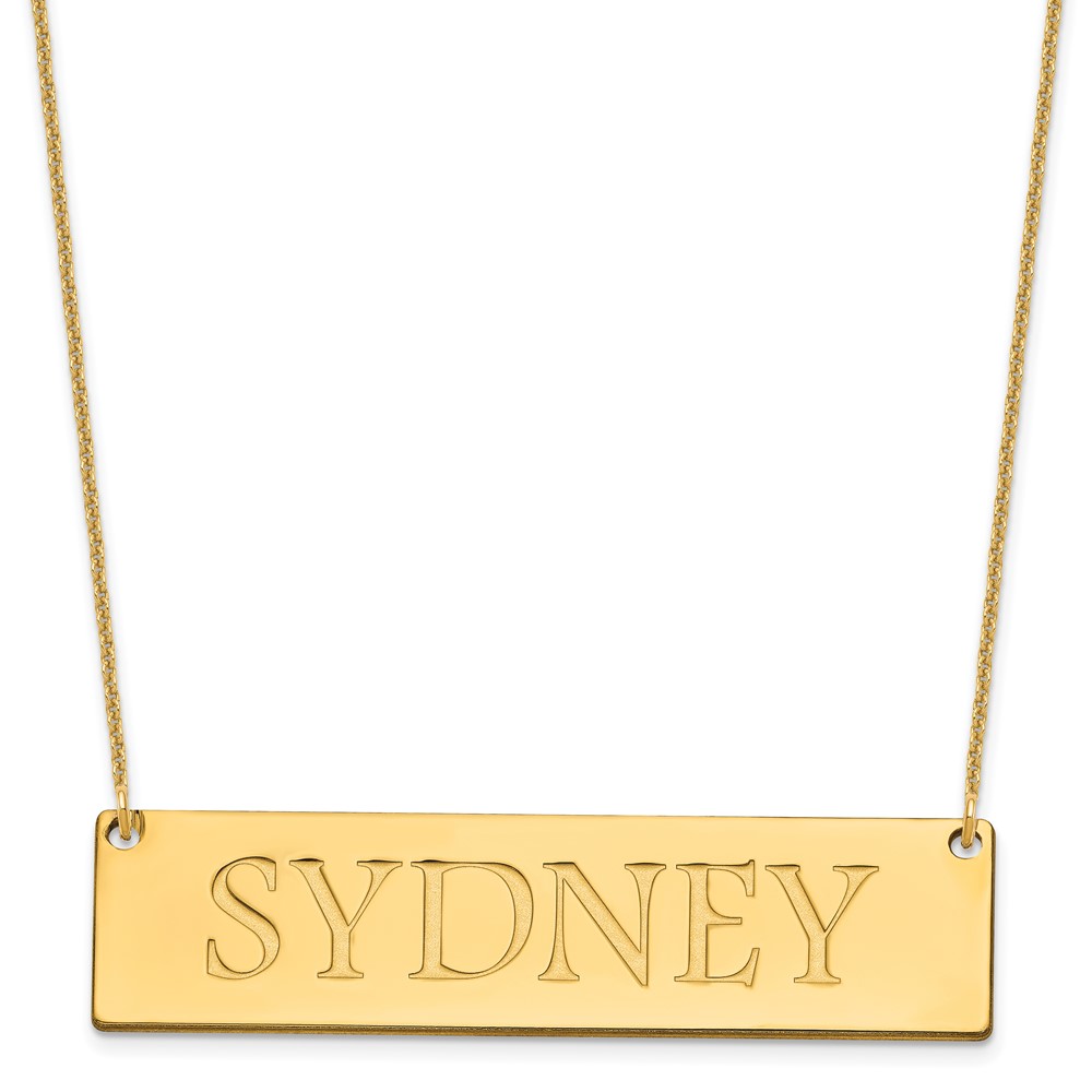 10K Yellow Gold Large Name Bar Necklace