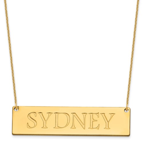 10K Yellow Gold Large Name Bar Necklace