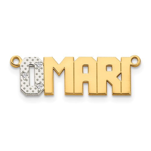 10K Yellow Gold Rhodium Diamond Name Plate