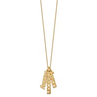 10K Yellow Gold Brushed 3 Name Charm Necklace view 2