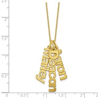 10K Yellow Gold Brushed 3 Name Charm Necklace view 3