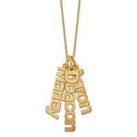 10K Yellow Gold Brushed 3 Name Charm Necklace view 1