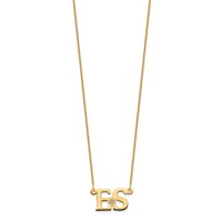 10K Yellow Gold 2 Initials Necklace with 14K Bezel Birthstone view 2