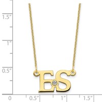 10K Yellow Gold 2 Initials Necklace with 14K Bezel Birthstone view 3