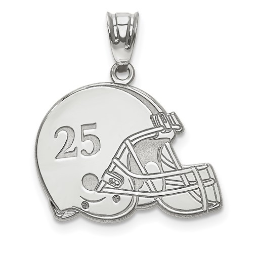 10K White Gold Personalized Football Helmet Pendant
