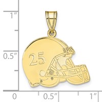 10K Yellow Gold Personalized Football Helmet Pendant view 4