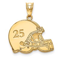 10K Yellow Gold Personalized Football Helmet Pendant view 1