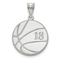 10K White Gold Personalized Basketball Pendant view 1