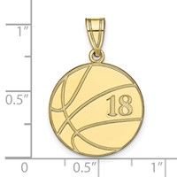 10K Yellow Gold Personalized Basketball Pendant view 4