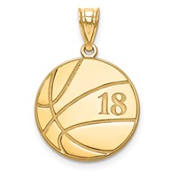 10K Yellow Gold Personalized Basketball Pendant view 1