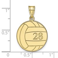 10K Yellow Gold Personalized Volleyball Pendant view 4