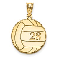 10K Yellow Gold Personalized Volleyball Pendant view 1