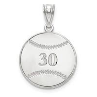 10K White Gold Personalized Baseball Pendant view 1
