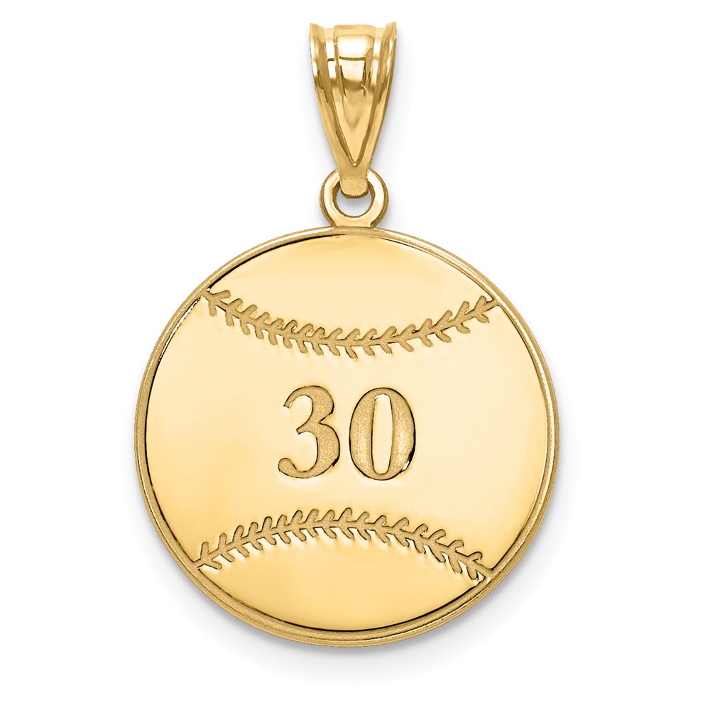 10K Yellow Gold Personalized Baseball Pendant