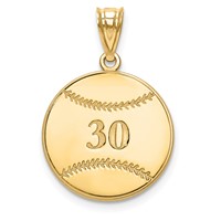 10K Yellow Gold Personalized Baseball Pendant view 1