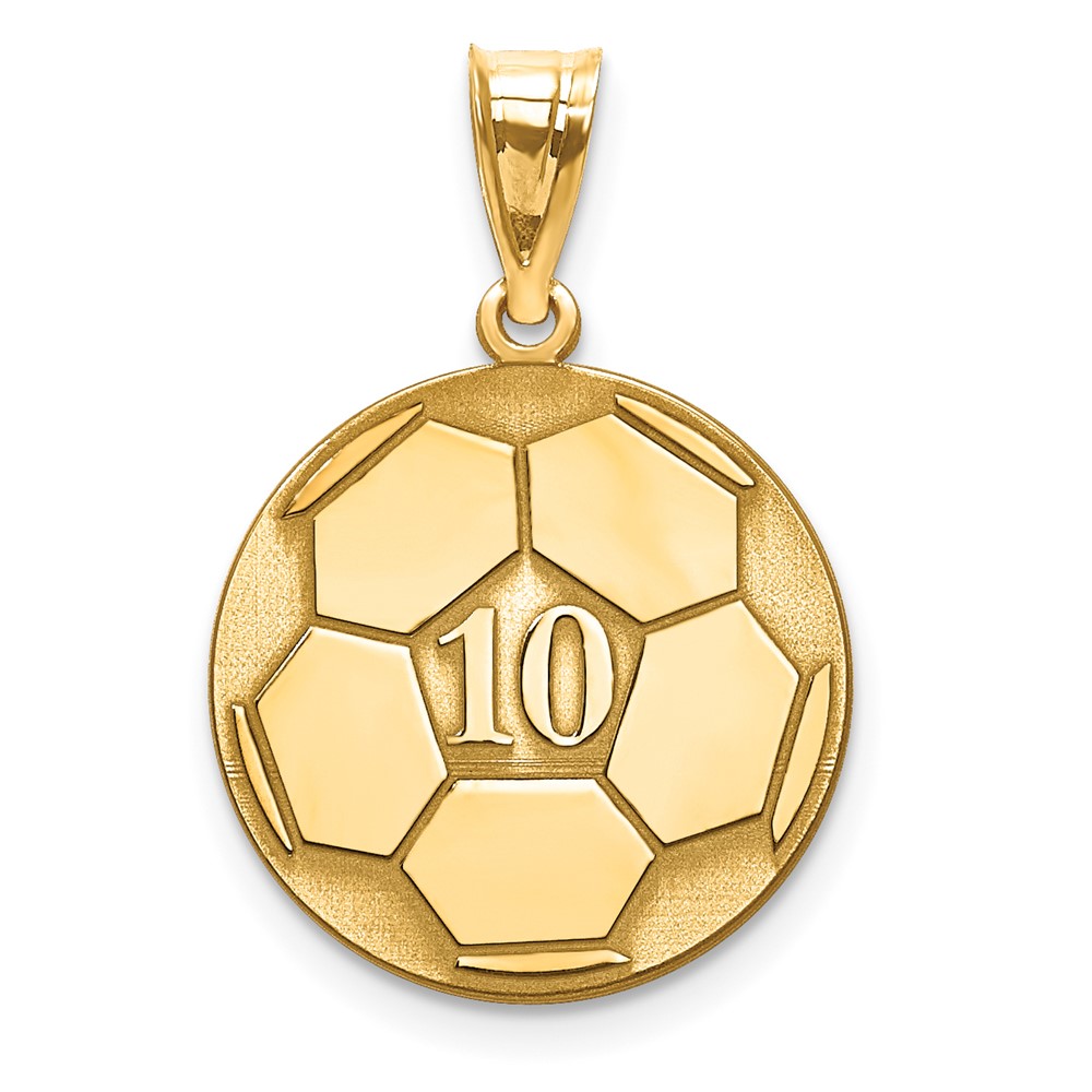 10K Yellow Gold Personalized Soccer Pendant