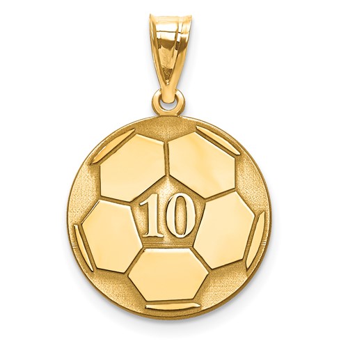 10K Yellow Gold Personalized Soccer Pendant