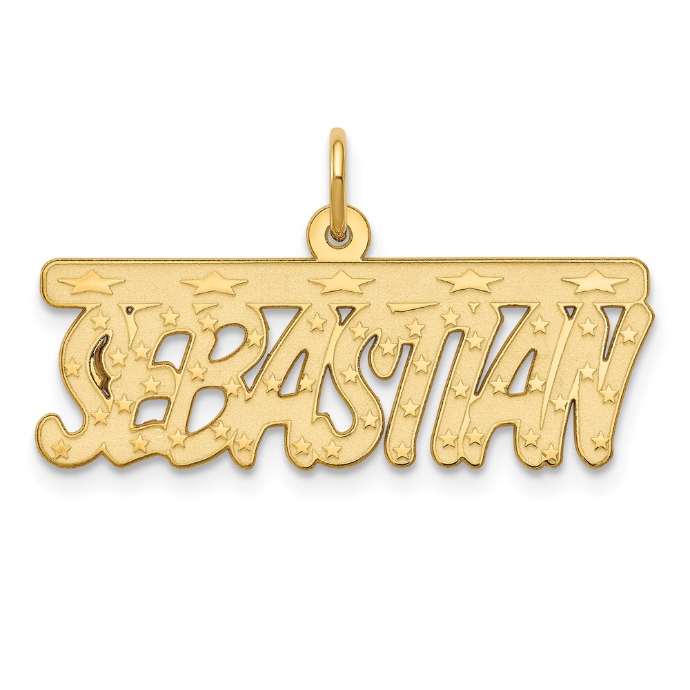 10K Yellow Gold Satin Stars Name Plate