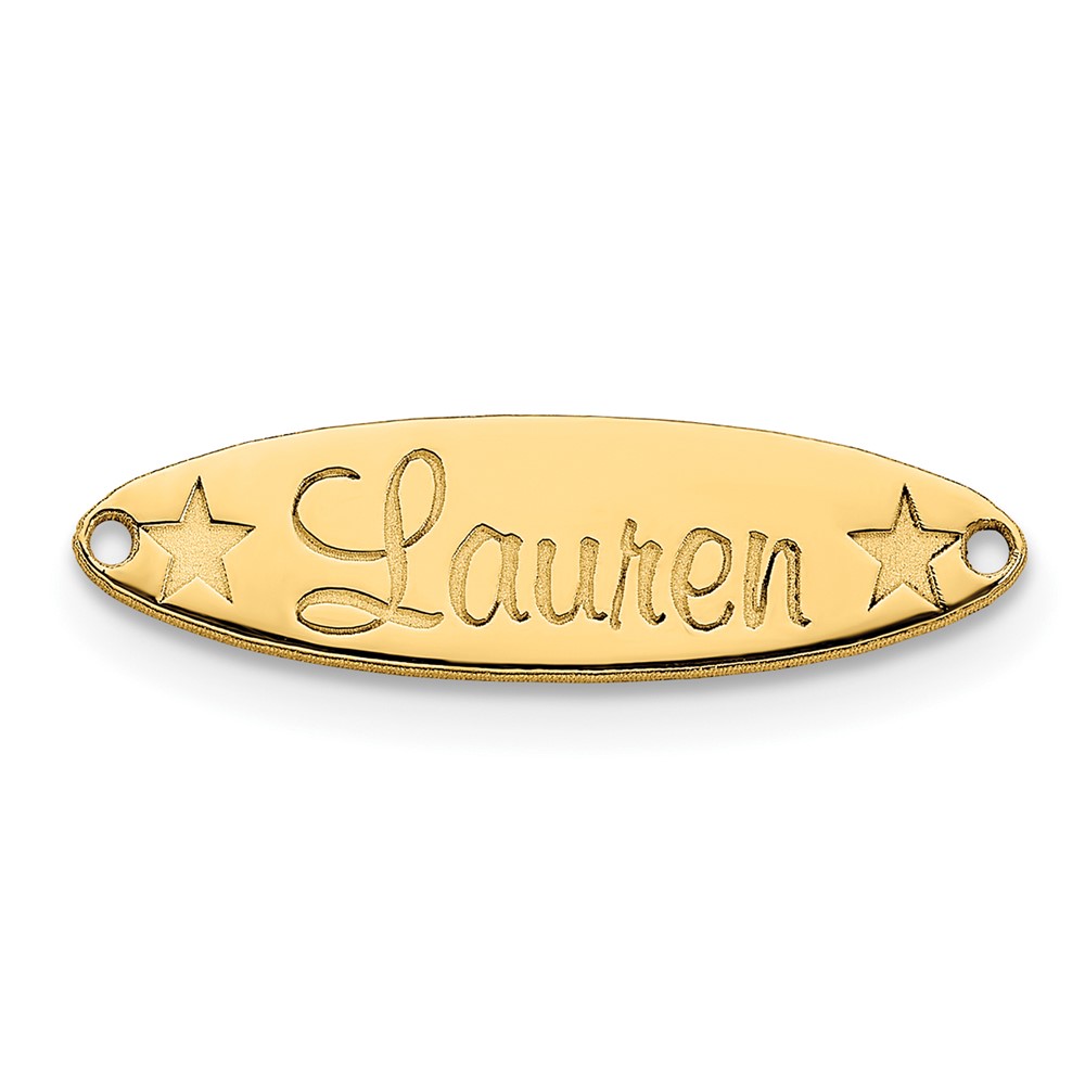 10K Yellow Gold Small Oval with Stars Name Plate