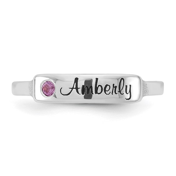 10k White Gold Name and Genuine Stone Rig