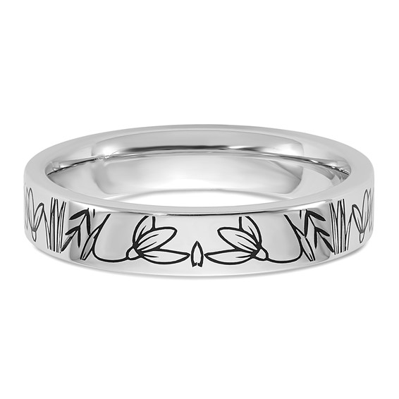 10k White Gold Name and Birth Flower Ring