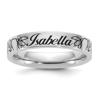 10k White Gold Name and Birth Flower Ring