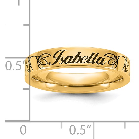 10k Yellow Gold Name and Birth Flower Ring