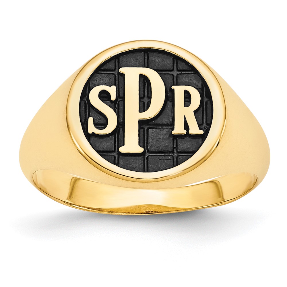 10K Yellow Gold Ring with Epoxy Monogram