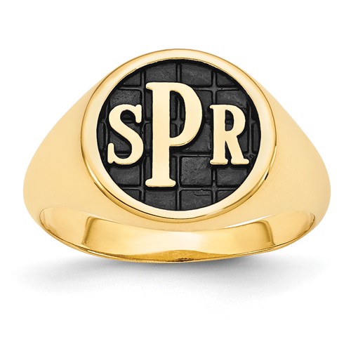 10K Yellow Gold Ring with Epoxy Monogram