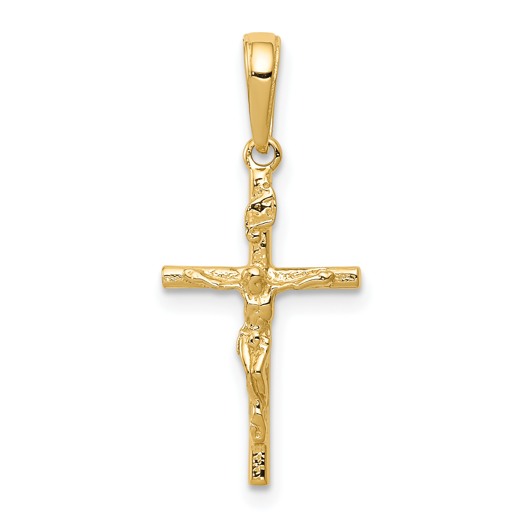 10K INRI Hollow Crucifix Pendant (10XR318)