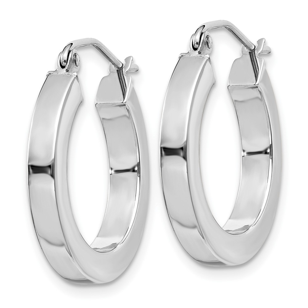 10k White Gold 3mm Polished Square Tube Hoop Earrings (10XWE120)