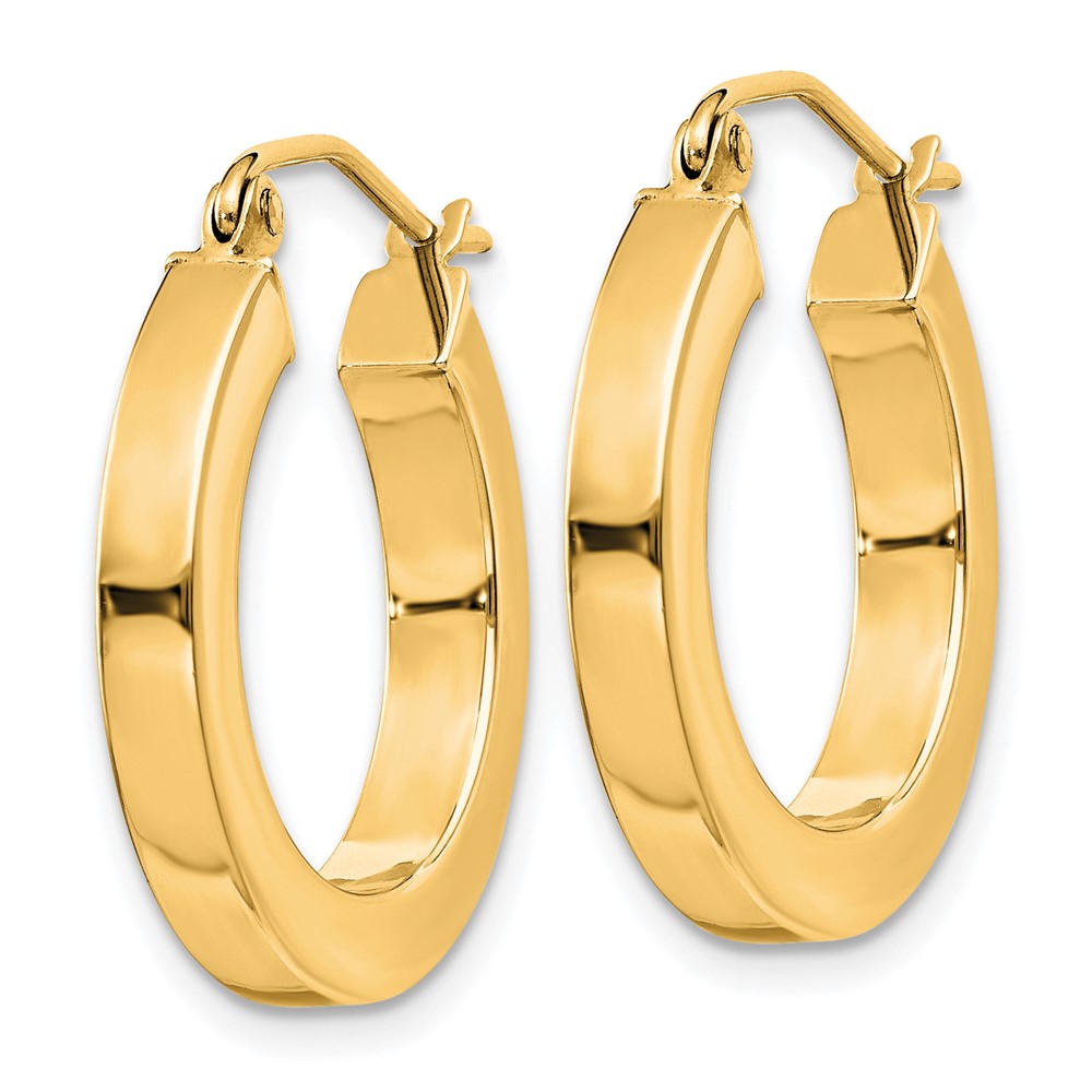 10k 3mm Polished Square Hoop Earrings (10XWE120Y)
