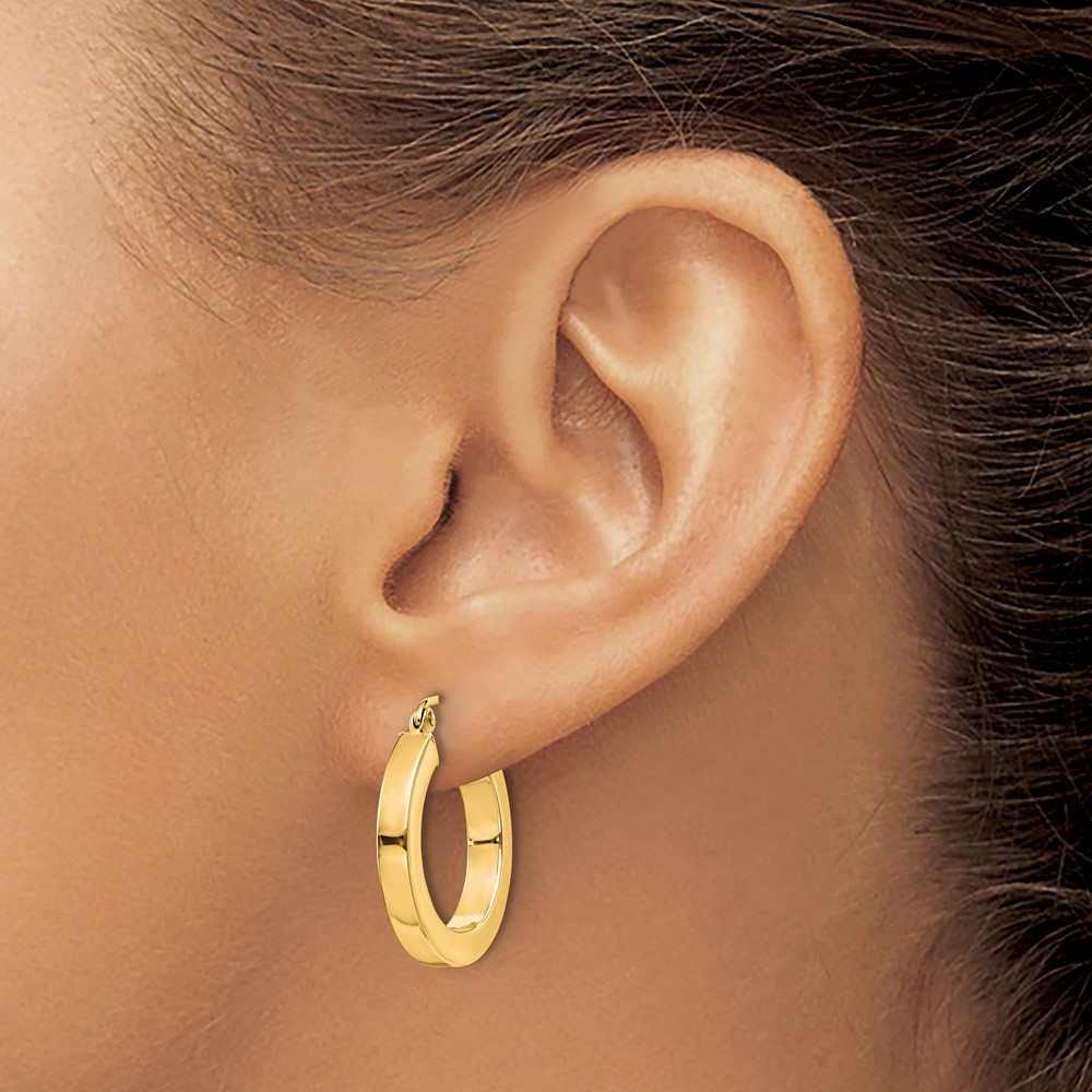 10k 3mm Polished Square Hoop Earrings (10XWE120Y)